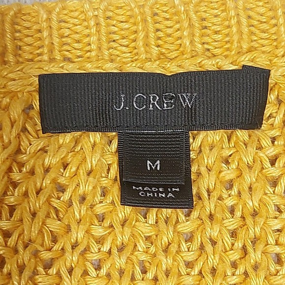 J. Crew Sweater Size Medium Yellow Linen Crew Neck Short Sleeve Tasseled - Picture 2 of 16